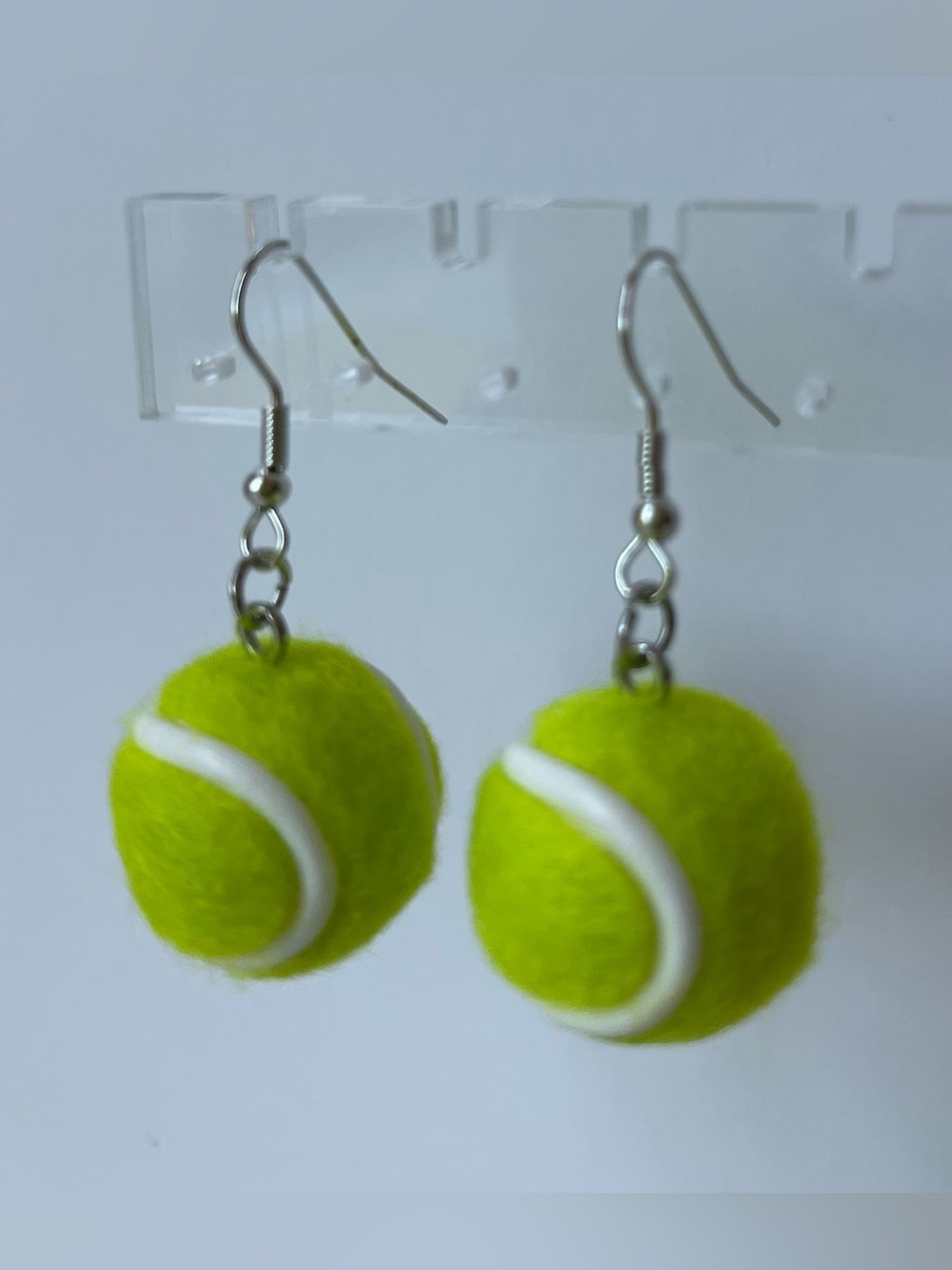 Tennis Ball Dangle Earrings - Neon Yellow